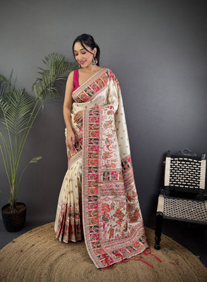 hkCreation Self Design, Embellished Kantha Jacquard Saree(Multicolor)