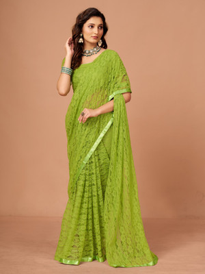 SHRINGARAA Self Design Bollywood Net Saree(Light Green)