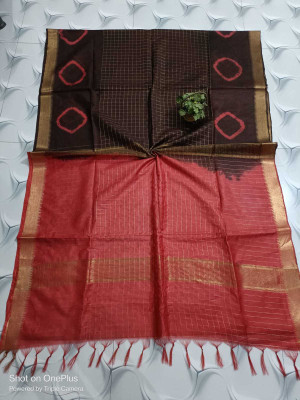govind handloom Printed Mangalagiri Silk Blend Saree(Red)