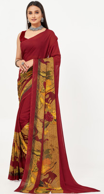 Leelavati Printed Bollywood Georgette Saree(Red)