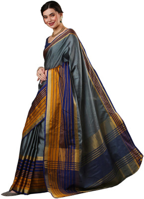 Akhilam Embroidered Tant Art Silk Saree(Grey)