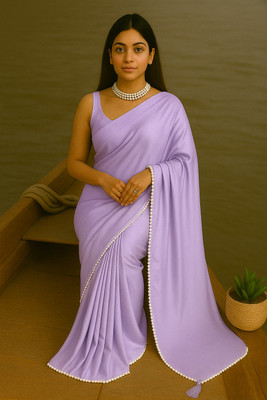 ICEBERGEXIM Solid/Plain Bollywood Satin Saree(Dark Green)