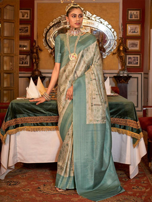 ANOUK Woven Kanjivaram Silk Blend Saree(Beige)