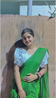 SMRITI HANDLOOM Solid/Plain Bollywood Handloom Pure Cotton Saree(Light Green)