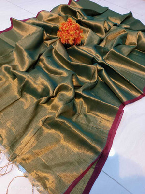 LDma Woven Bollywood Handloom Tissue Saree(Multicolor)