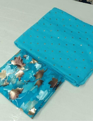 Egretail Floral Print Daily Wear Chiffon Saree(Light Blue)