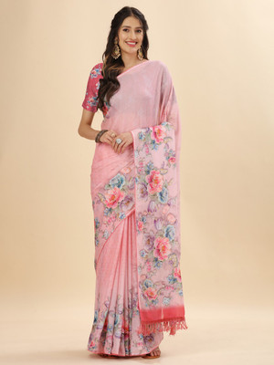 Divastri Digital Print Bollywood Satin Saree(Pink)
