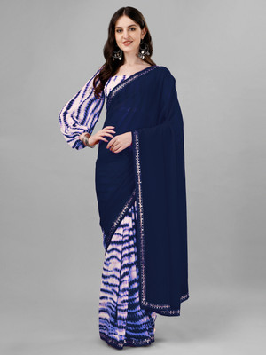 Be4Me.com Printed Bollywood Georgette Saree(Dark Blue)