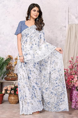Aariya Trendz Geometric Print Bollywood Georgette Saree(Multicolor)