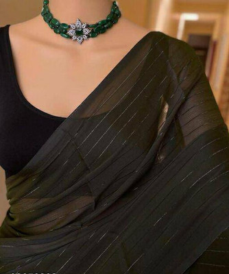 RENSILAFAB Self Design Bollywood Chiffon Saree(Black)