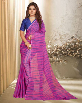 Jayu Printed Bandhani Georgette Saree(Purple)