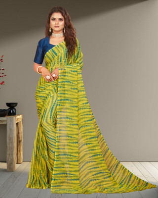Jayu Floral Print Bollywood Georgette Saree(Yellow)