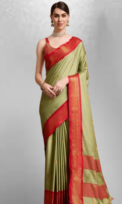 AS CREATION Self Design Kanjivaram Silk Blend Saree(Multicolor)
