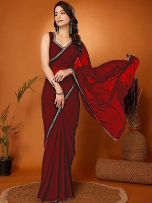 Vividvibe Self Design Banarasi Georgette Saree(Maroon)