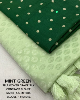 Dhanlaxmi CreationLLP Self Design, Woven Bollywood Crepe Saree(Light Green)
