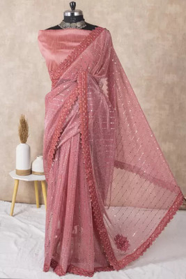Amavii Embellished Bollywood Lycra Blend Saree(Red)