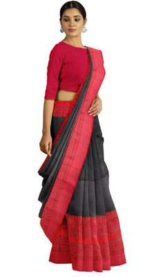 kbfashion Solid/Plain Handloom Cotton Blend Saree(Multicolor)