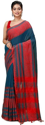 Dutta Textile Self Design Handloom Cotton Silk Saree(Black)
