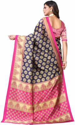 Suali Floral Print Bollywood Net Saree(Blue)