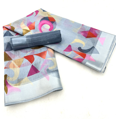 Gugaliya Embellished Chanderi Cotton Linen, Chanderi Saree(Multicolor)