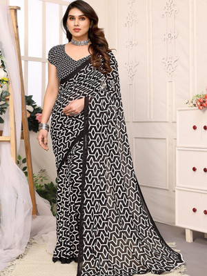 Moda Rapido Printed, Self Design Daily Wear Georgette Saree(Black)