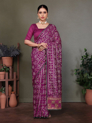 NEGRONI Woven Daily Wear Cotton Silk Saree(Purple)