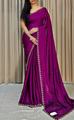 kealawomenclothing Embellished Daily Wear Satin Saree(Magenta)