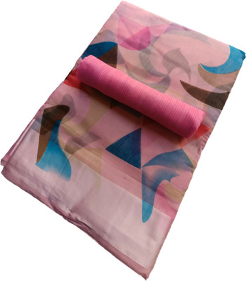 HouseOfCommon Printed Chanderi Chanderi, Cotton Blend Saree(Multicolor)