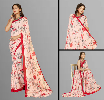 Anand Sarees Floral Print Daily Wear Georgette Saree(Pink)