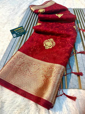 Divastri Self Design Bollywood Tissue Saree(Maroon)