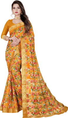Shatrunjaya Printed Bollywood Georgette Saree(Yellow)
