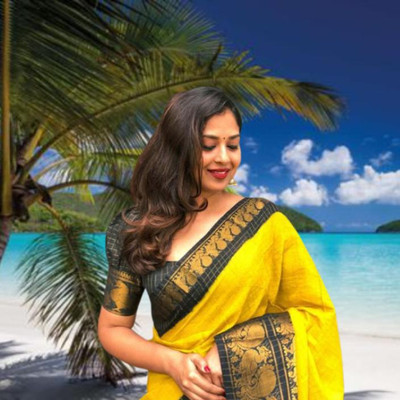 THESIYA FAB Printed Bollywood Georgette Saree(Mustard)