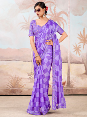 Sareemall Embroidered Bollywood Chiffon Saree(Purple)