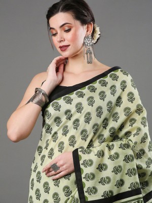 ANOUK Printed Bhagalpuri Art Silk Saree(Green)