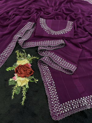 SHUBHDRASHTI NX Embellished Bollywood Georgette Saree(Purple)