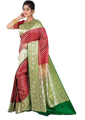 BongSaree Self Design Kanjivaram Handloom Pure Silk Saree(Maroon)