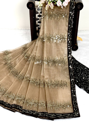 OZONE DESIGNS Embroidered Bollywood Net Saree(Multicolor)