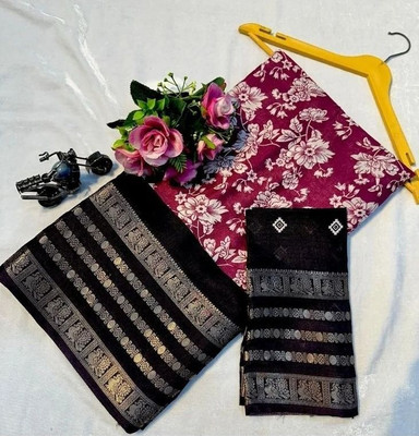 Karnav Fashion Printed, Floral Print Bollywood Art Silk, Silk Blend Saree(Pink)