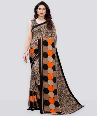 Samah Printed Daily Wear Georgette Saree(Beige)