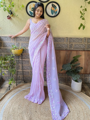 Divastri Embellished Bollywood Georgette Saree(Purple)