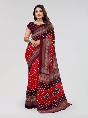 Moda Rapido Printed, Self Design Daily Wear Georgette Saree(Maroon, Red)