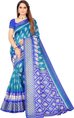 Suntex Self Design Ikkat Art Silk Saree(Light Blue)