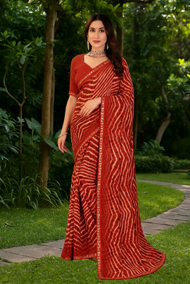 Samai Printed Daily Wear Georgette Saree(Red)