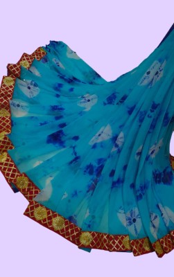 KHATRI AND SONS Digital Print Bandhani Chiffon Saree(Blue)