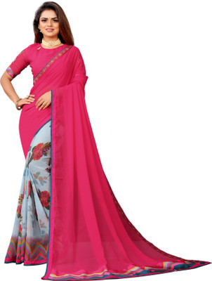 Vedant Vastram Printed Bollywood Georgette Saree(Blue, Pink)