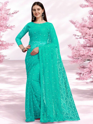 Fashion Nexa Printed Bollywood Brasso Saree(Light Blue)