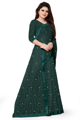 Verviza Embroidered Bollywood Net Saree(Light Green)
