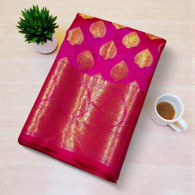 Grihasta Woven Kanjivaram Silk Blend Saree(Magenta)
