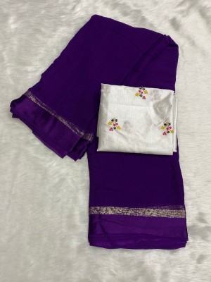 TOXEGO Solid/Plain Bollywood Viscose Rayon Saree(Purple)