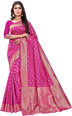 SIRIL Woven, Self Design, Embellished Banarasi Art Silk Saree(Pink, Gold)